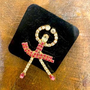 New Sparkling Rhinestone Silver Tone Children’s Ballerina Dancer Pin